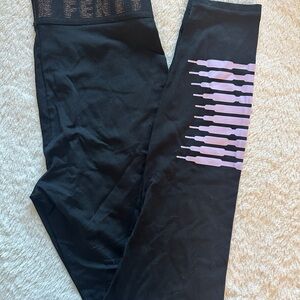 Savage X Fenty Black Leggings with Lavender Accents